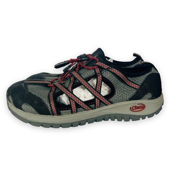 Chaco Outcross Outdoor Hiking Shoes Grey / Black / Red J180201 Youth 2 - Picture 2 of 12